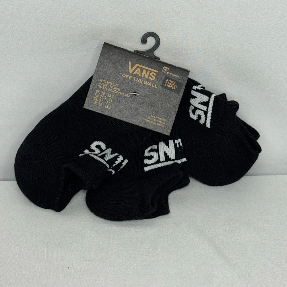 Vans Black kick Ankle Socks - boys size 10-13.5